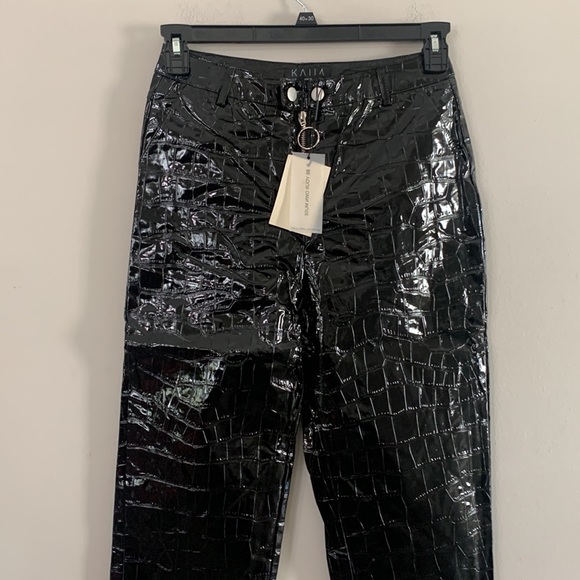 NEW KAIIA THE LABEL CROC VINYL TROUSERS BLACK Size: 10 UK - Picture 7 of 9